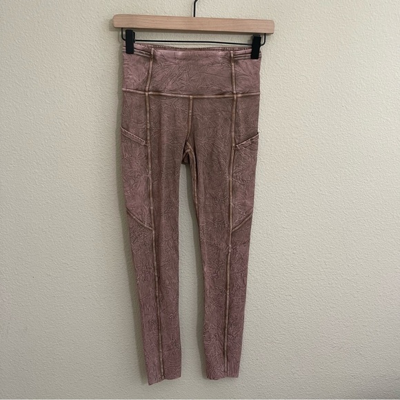 Lululemon Fast and Free Tight 25" Ice Dye Leggings High Rise Brown Earth Nulux 4 - Picture 6 of 14